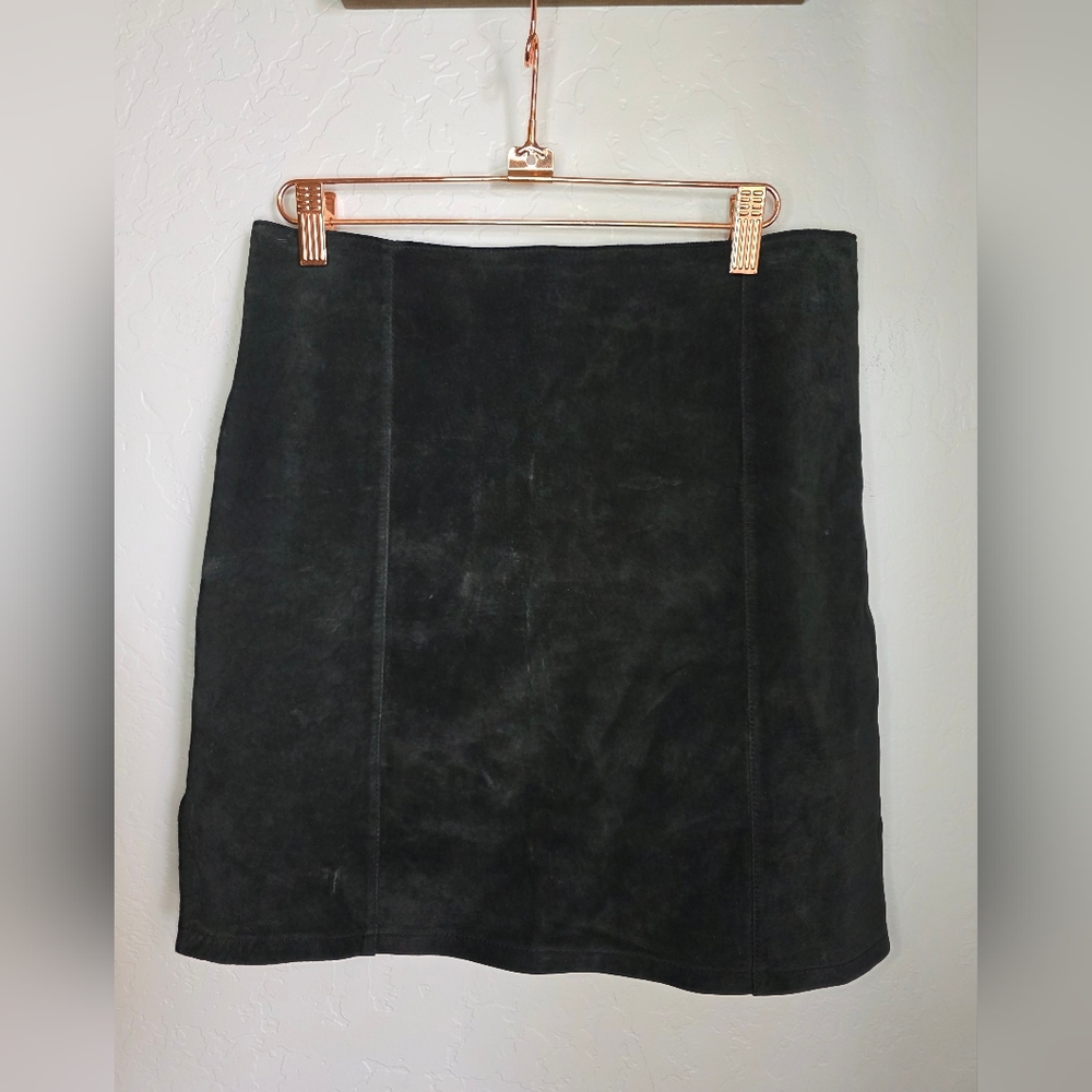 Vintage‎ Kelli Kouri Leather Classic Black Suede Skirt Size 8